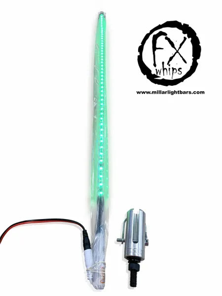 GREEN LED LIGHT WHIP - MILLAR LIGHT BARS - FX WHIPS, LLC