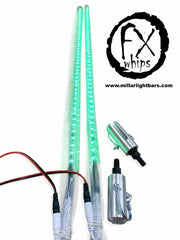*PAIR* GREEN LED LIGHT WHIP - MILLAR LIGHT BARS - FX WHIPS, LLC