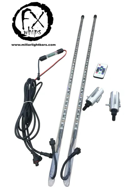 PAIR - EXTREME DREAM WHIPS - MILLAR LIGHT BARS - FX WHIPS, LLC
