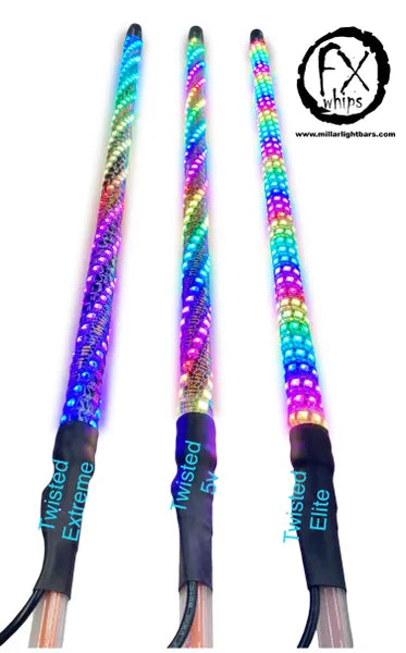 PAIR TWISTED ELITE - MILLAR LIGHT BARS - FX WHIPS, LLC