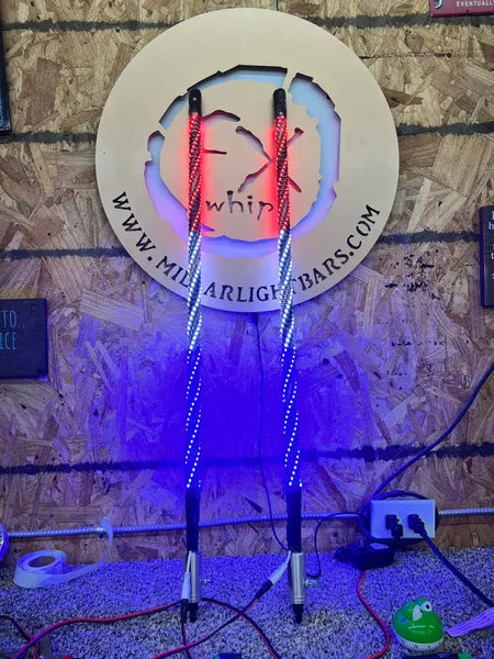 PAIR TWISTED MURICA WHIPS - MILLAR LIGHT BARS - FX WHIPS, LLC