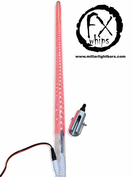 RED LED LIGHT WHIP - MILLAR LIGHT BARS - FX WHIPS, LLC