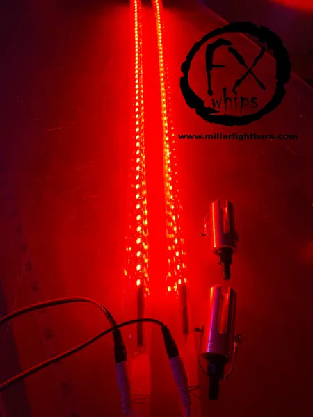 *PAIR* RED LED LIGHT WHIP - MILLAR LIGHT BARS - FX WHIPS, LLC