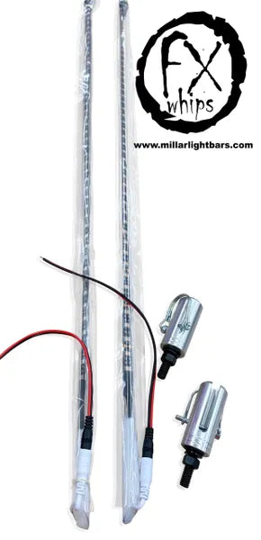 *PAIR* TRUE ORANGE LED LIGHT WHIP - MILLAR LIGHT BARS - FX WHIPS, LLC