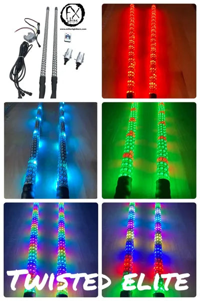 PAIR TWISTED ELITE - MILLAR LIGHT BARS - FX WHIPS, LLC