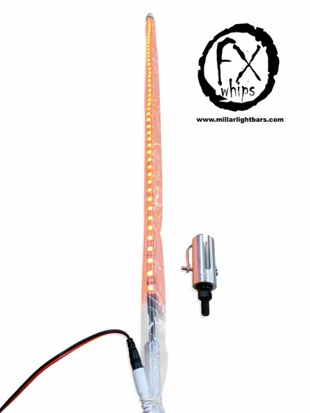 TRUE ORANGE LED LIGHT WHIP - MILLAR LIGHT BARS - FX WHIPS, LLC